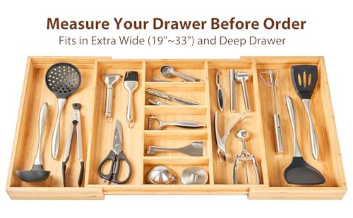 Extra Large Expandable Kitchen Drawer Organizer for Utensil and Junk