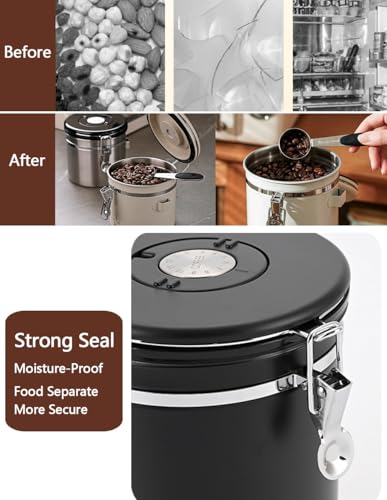 Coffee Canister Airtight Storage Container Stainless Steel Coffee Jar with Scoop