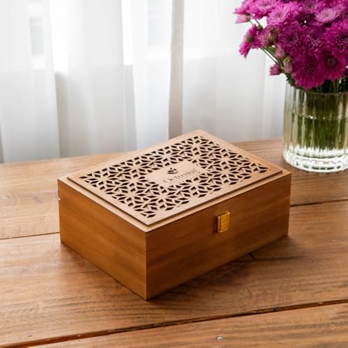 Floral Cutwork Wooden Tea Sampler Box (90 Count)