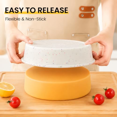 6/8/10 Inch Cake Pan Set, 3 Pack Silicone Mold with Steel Frame (3 Count)