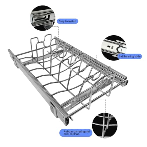 Slide Out Pan and Pot Lid Organizer For Under Cabinet