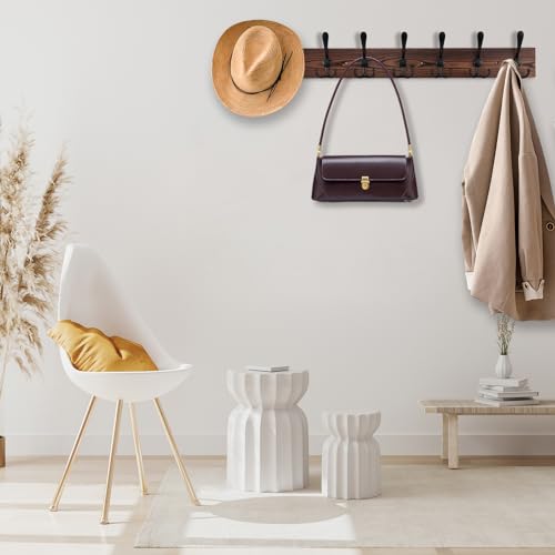 32.2'' Large Coat Rack Wall Mount Coat Hooks Coat Hanger with 8 Metal Black Triple