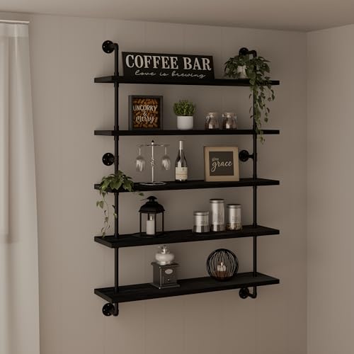 Floating Shelves for Wall Living Room Shelves Bookshelf Industrial Pipe Shelving Shelf Real Wood Planks 36 inch Rustic Wall Shelves Hanging Bookshelves Farmhouse Kitchen Bar Shelving