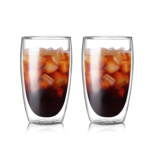 Set of 2 Double Wall Glass Coffee Mugs