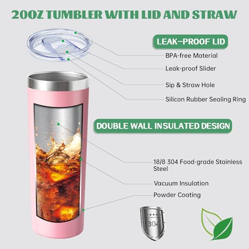 20 oz Skinny Tumbler with Lid and Straw (8 Count)