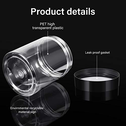 4 Pcs Plastic Jars Wide Mouth with Lids