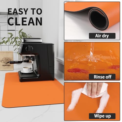 Coffee Mat Absorbent Hide Stain Rubber Backed Dish Drying Mat for Kitchen Counter