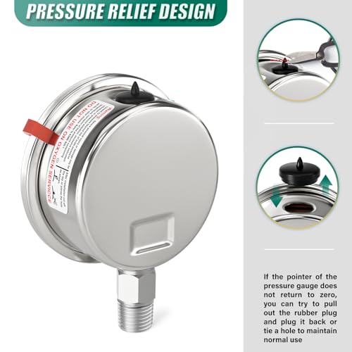 0 200PSI Stainless Steel Liquid Filled Pressure Gauge