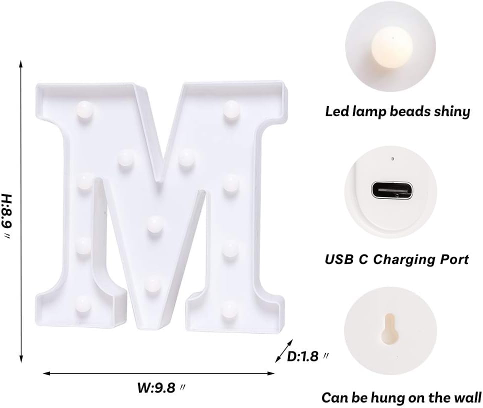 Rechargeable LED Letter Lights Sign Marquee Light Up Letters Sign for Night Light Wedding
