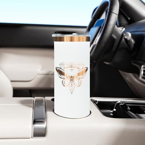 20 oz Skinny Tumblers Bulk with Lids and Straws White (4 Count)
