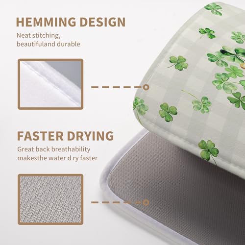 St Patricks Day Shamrock Dish Drying Mat Green Spring Kitchen Dishes Drying Pad Absorbent Dish Dryer Mats for Kitchen Countertops Microfiber Washable Large18x24 in