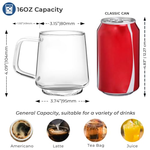 16oz Stackable Glass Mugs Set of 2 (32 Count)