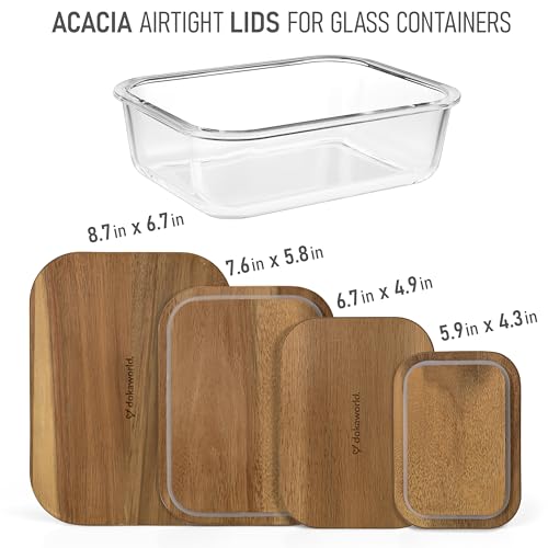 Natural Acacia Lids Set for Food Storage Glass Containers (4 Count)