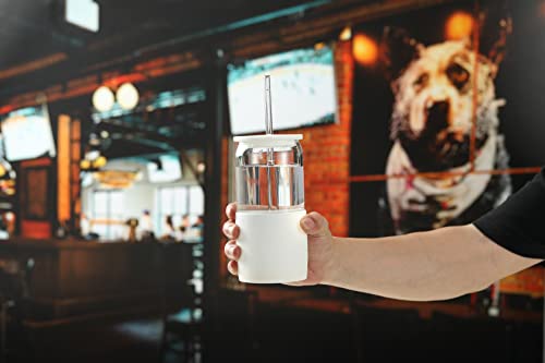 Glass Tumbler with Straw and Lid