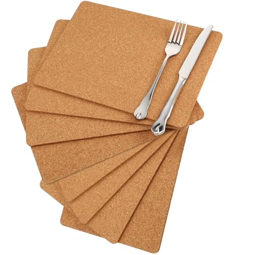 8 Pack Rectangle Cork Board Coasters for Hot Dishes 11'' x 8'' Cork Trivet Placemat Hot Pad Sheet Heat Resistant for Kitchen Countertops Table Pots Pans Restaurant Cafe Wedding Supplies (8 Count)