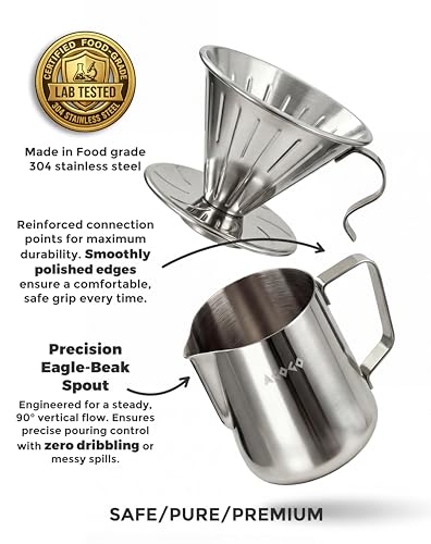 Stainless Pour Over Coffee Maker Set