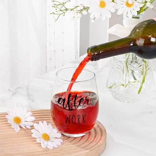 Before Work After Work Gift Set 11oz Coffee Mug 17oz Stemless Wine Glass 2oz Shot Glass Set for Boss Coworker Manger Leader Employee