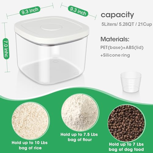 Large Airtight Food Container 5.28 Qt with Pop Up Lid & Measuring Cup