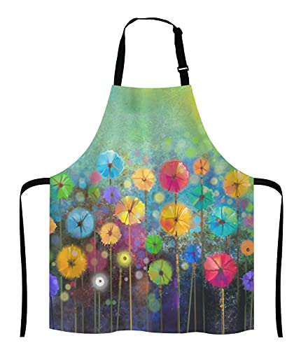 Colorful Spring Petal Flowers Bib Apron with Adjustable Neck for Men Women