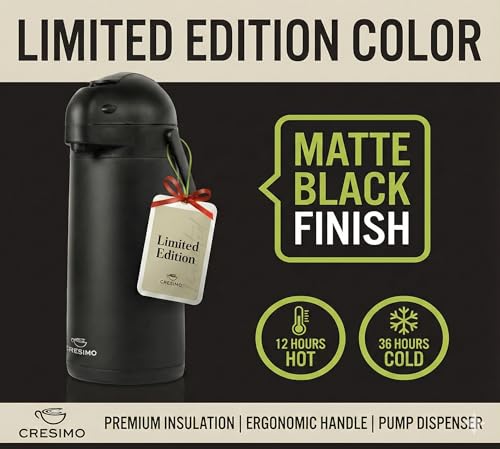Airpot Coffee Carafe Dispenser with Pump Black 12 Hours Hot Water Retention