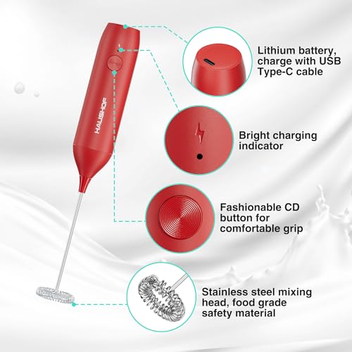 Handheld Rechargeable Milk Frother Wand with Stand