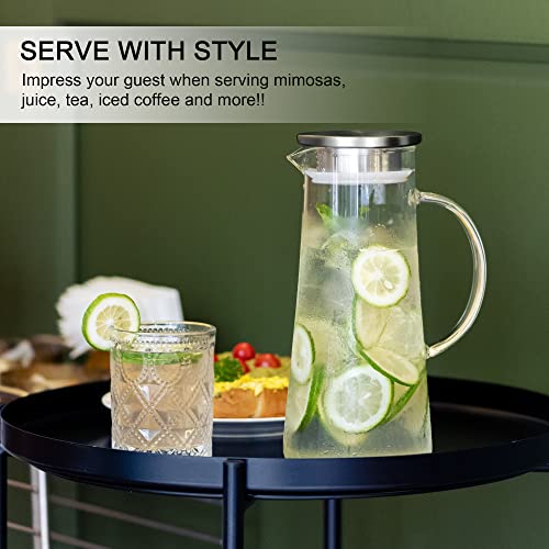 1.5L 51oz Glass Pitcher with Lid and Handle