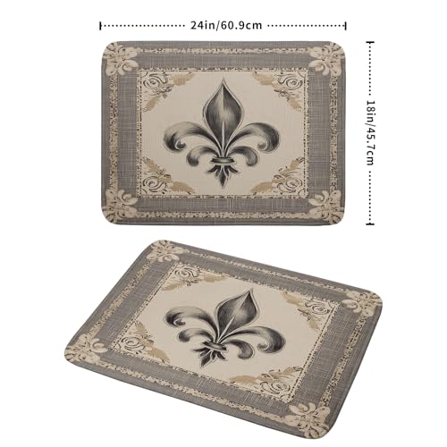 Mardi Gras Dish Drying Mat for Kitchen Vintage Fleur De Lis Print Dish Drainer Mats 18x24inch Country Style Dish Drying Rack Pad Protector for Countertop Dining Holiday Decor