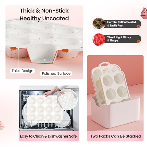 Silicone Muffin Pan with Metal Reinforced Frame (2 Count)