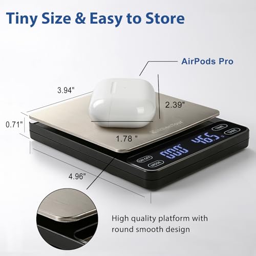 KitchenTour Nano Coffee Scale with Timer 3kg