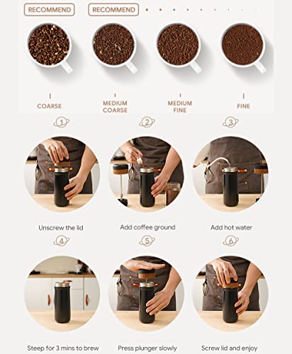 Classic Portable French Press Coffee Mug 12 oz with Carry Loop