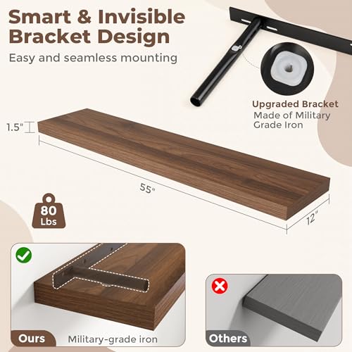 55 Inch Fireplace Mantel Shelf (2 Count)