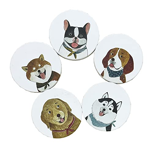 Cute Coasters for Desk Dog Themed Absorbent Ceramic Cup Coasters for Tabletop Protection