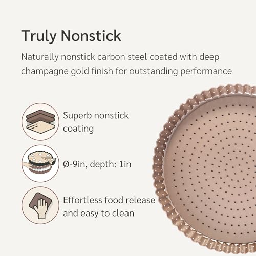 9 inch Tart Pan with Removable Bottom Nonstick