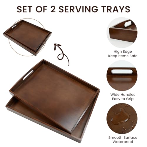 Bamboo Serving Tray with Handles (2 Count)