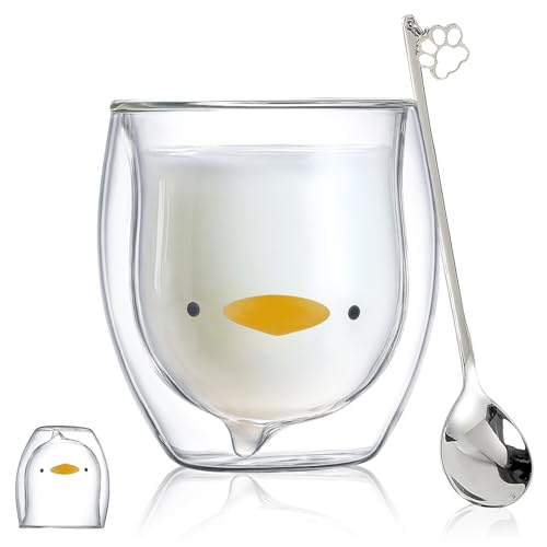 Duck Mug Cute Mugs Glass Double Wall Insulated Glass Espresso Cup