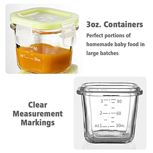 4 Pack Glass Baby Food Containers with Airtight Lids and Stackable Tray (4 Count)