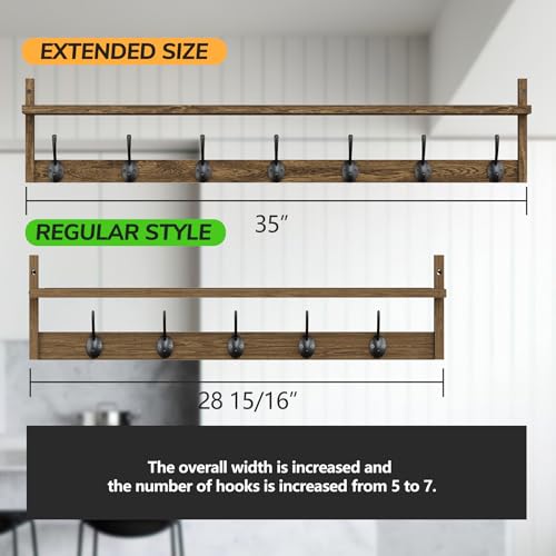 35" L Wooden Coat Rack Wall Mount