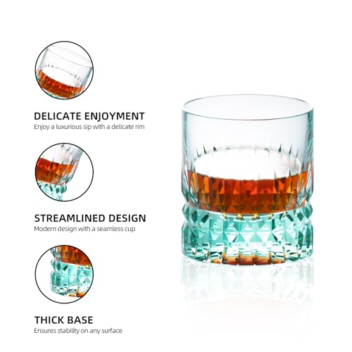 Crystal Whiskey Glasses Set of 2 Hand Blown Old Fashioned Glasses