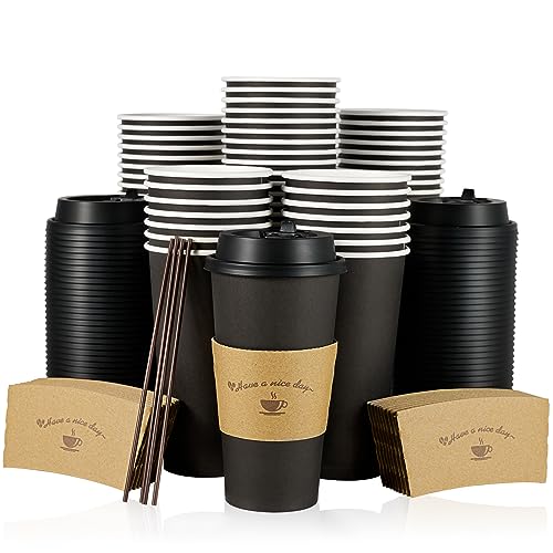 50 Pack 20 oz Paper Coffee Cups for Hot Chocolate Drinks (50 Count)