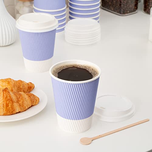 Ripple Wall Coffee Cups 25 Count 12 Ounce Insulated Light Purple Paper Cups