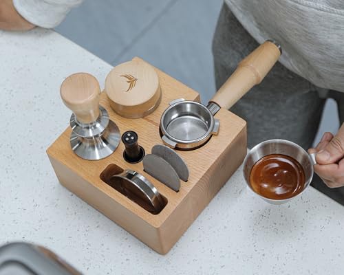 58mm Espresso Tamping Station Compact Portafilter Stand and Coffee Accessories Organizer for Espresso Machines with Tamper Holder