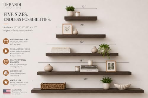 URBANDI Rustic Floating Shelves (2 Count)