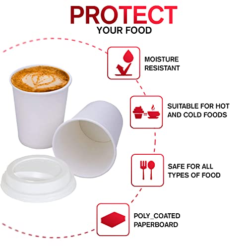 White Disposable Paper Coffee Cups with Lids (100 Count)