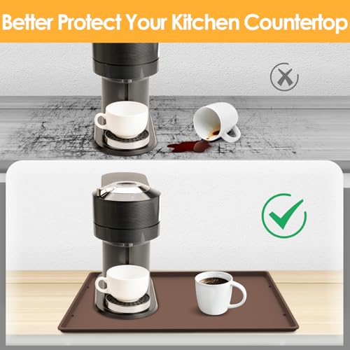 Silicone Coffee Maker Mat with Lip for Countertops