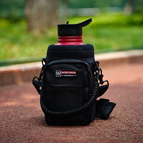64 oz Insulated Water Bottle with Carrier Bag & 3 Lids