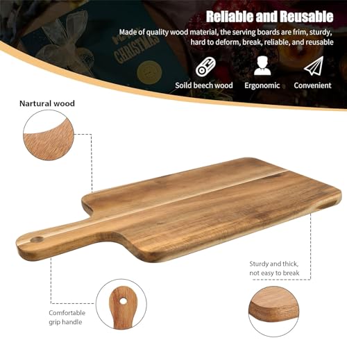 10 Pcs Acacia Wood Cutting Board with Handle (10 Count)
