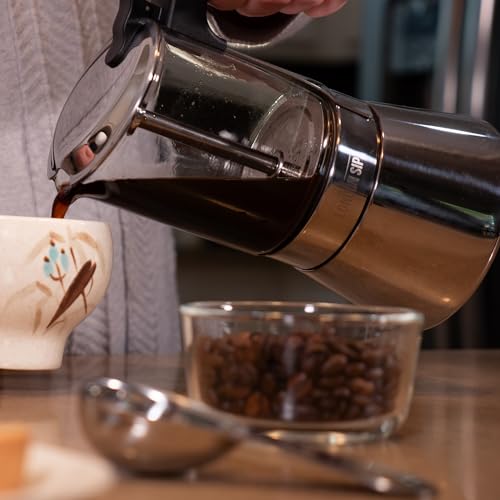 Glass and Stainless Steel Stovetop Espresso Maker Moka Pot Italian Coffee Percolator