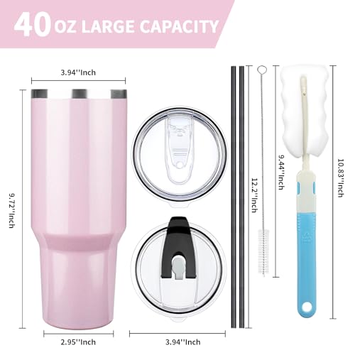 40 oz Tumbler with Lids and Straws
