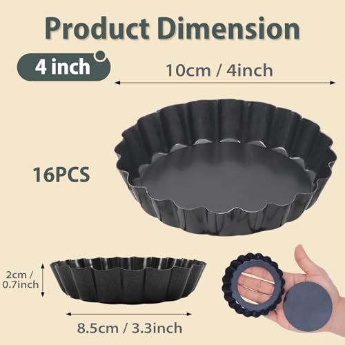 Mini Tart Pans Removable Bottom (16 Count)