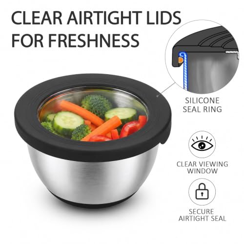 Stainless Steel Mixing Bowls with Lids (5 Count)